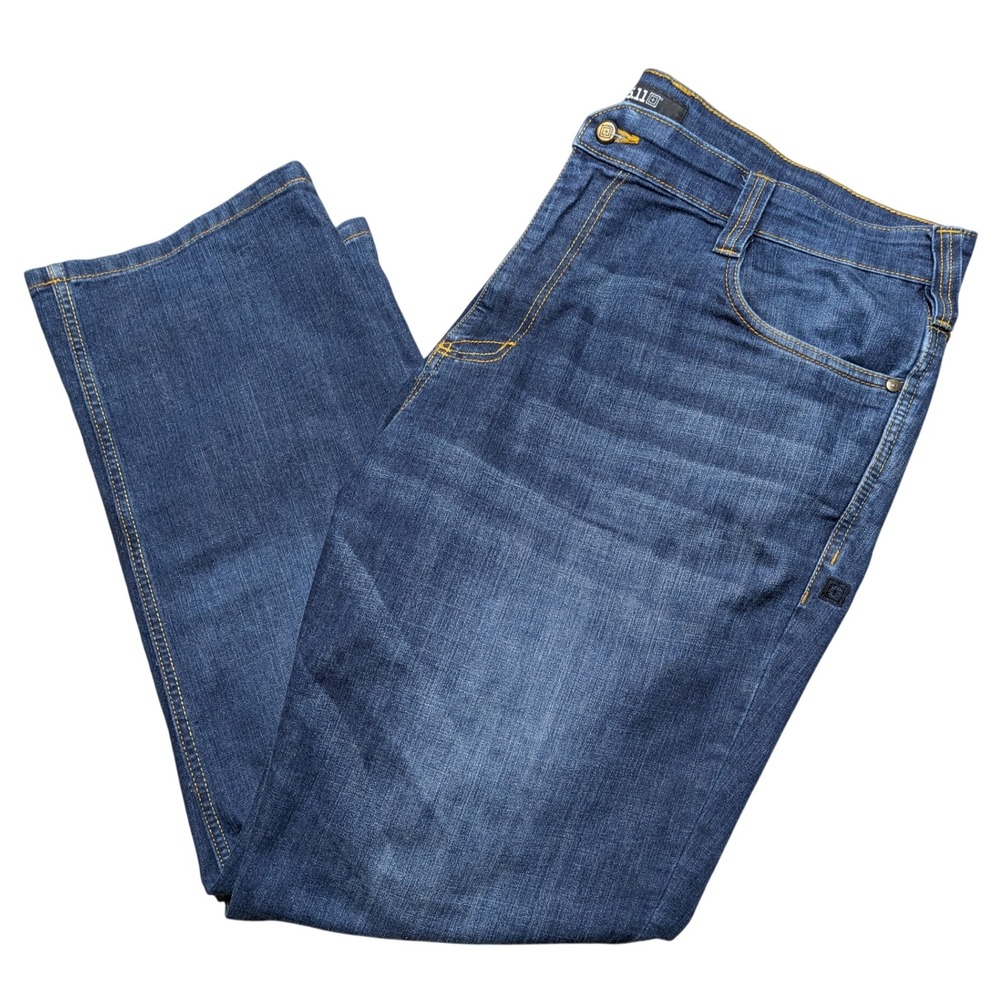 5.11 Tactical Defender-Flex Straight Jeans Mens 42x30 Blue Regular Fit 74477